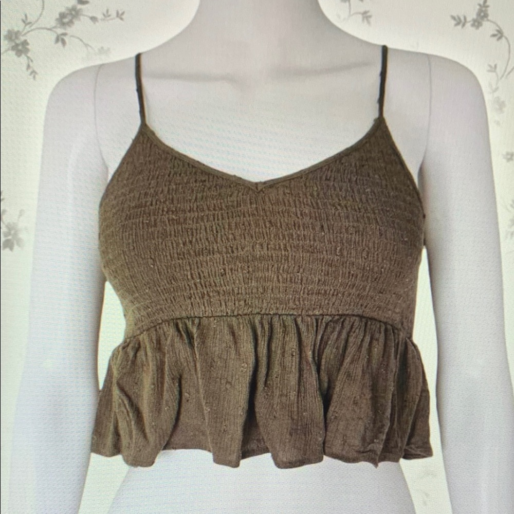 Brown Ruffled Women's Top